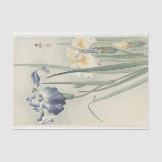 Irises van Ohara Koson Tissuepapier (Voorkant)