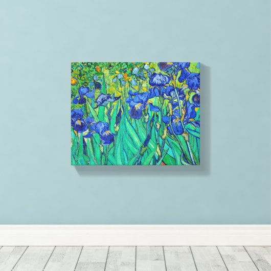 Irises van Van Gogh Canvas Afdruk (Insitu (Houten vloer))