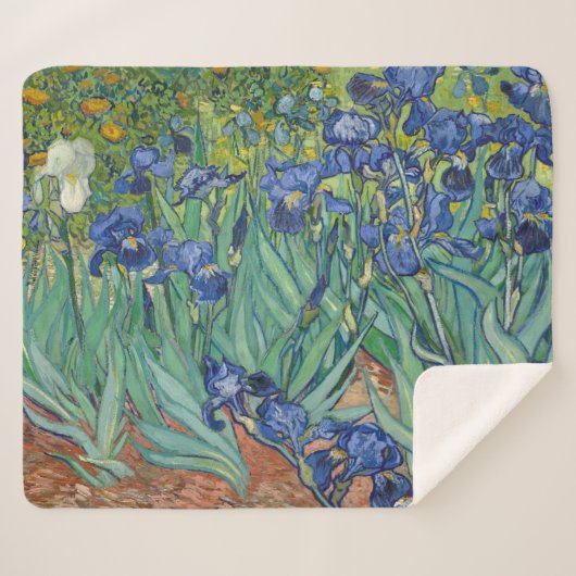 Irises van Van Gogh Sherpa Deken (Voorkant (horizontaal))