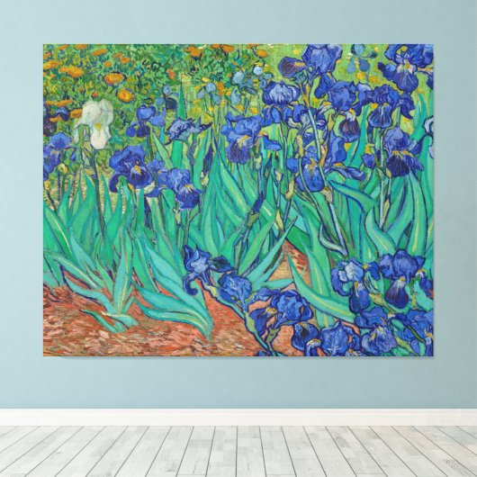 Irises van Vincent Van Gogh Canvas Afdruk (Insitu (Houten vloer))