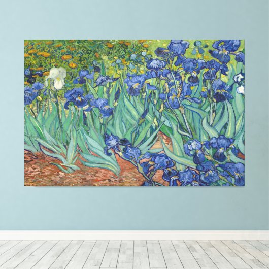 Irises van Vincent van Gogh Canvas Afdruk (Insitu (Houten vloer))
