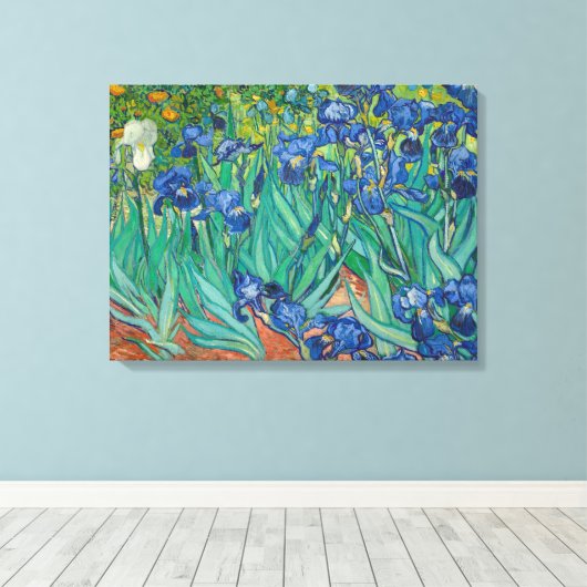 Irises van Vincent van Gogh Canvas Afdruk (Insitu (Houten vloer))