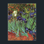 Irises van Vincent van Gogh,  tuinkunst Briefkaart<br><div class="desc">Irises (1889) van Vincent van Gogh is een kunstschilderij van het impressionisme, een landschapsschilderij met een tuin met paarse, bebaarde irissen die door oranje papavers worden geteeld. Een enkele witte irisbloem bloeit aan de rand. Over de kunstenaar: Vincent Willem van Gogh (1853-1890) was een van de beroemdste Post Impressionist schilders...</div>