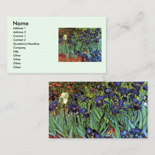 Irises van Vincent van Gogh, tuinkunst Visitekaartje (Voorkant / Achterkant)