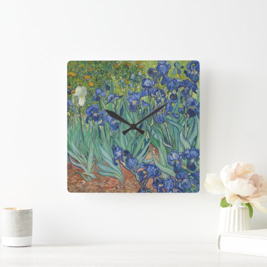 Irises van Vincent Van Gogh Vierkante Klok (Huis)