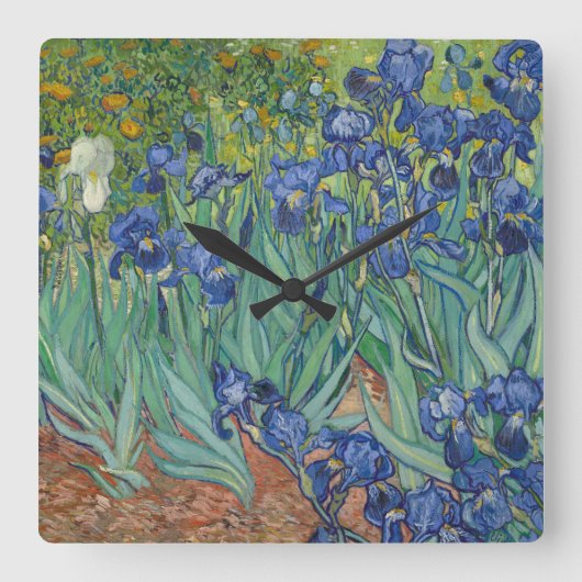 Irises van Vincent Van Gogh Vierkante Klok (Voorkant)