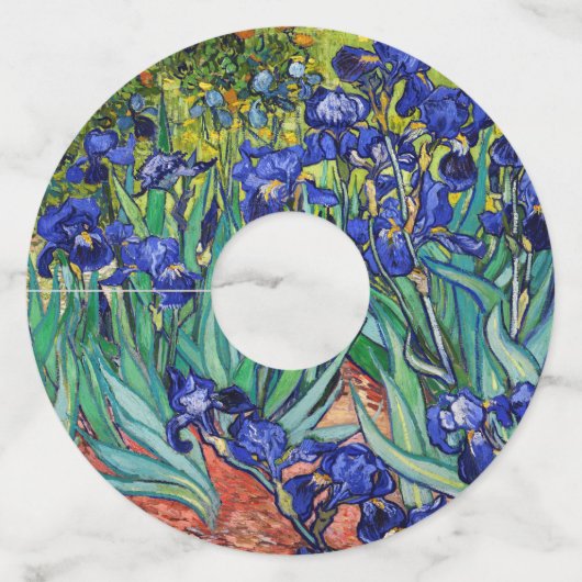 Irises van Vincent van Gogh Wijnglaslabel (Achterkant)