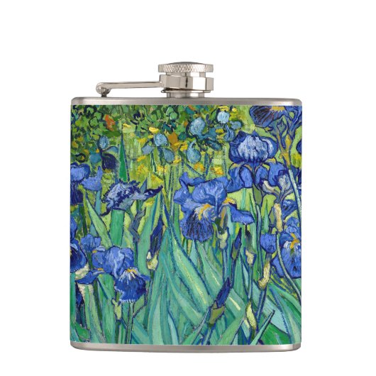 Irises Vincent van Gogh Floral  schilderen Heupfles (Voorkant)