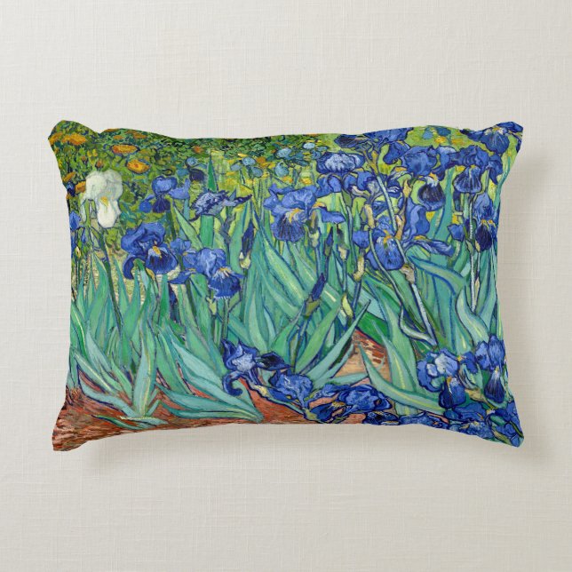 Irises Vincent van Gogh Flowers Painting Throw Accent Kussen (Voorkant)