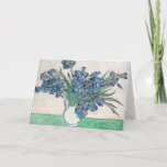 Irises | Vincent Van Gogh Kaart<br><div class="desc">Irissen (1890) | Origineel kunstwerk van de Nederlandse post-impressionist Vincent Van Gogh (1853-1890). Het schilderij beeldt een stilleven uit met een vol boeket blauwe bloemen op een groen tafelblad tegen een romige witte achtergrond. Gebruik de ontwerpgereedschappen om aangepaste tekst toe te voegen of het afbeelding te personaliseren.</div>