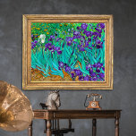 Irises, Vincent van Gogh Poster<br><div class="desc">Het origineel is de tekening van de irissen. In tegenstelling tot de impressionistische bloemstukken waarin de planten formeloze kleurvlekken zijn, worden deze zorgvuldig bestudeerd voor hun vormen en geïndividualiseerd, met dezelfde oprechtheid en precisie als de portretten van Van Gogh; hij ontdekt een eindeloze verscheidenheid van gebogen silhouettes, een nieuwe bewegingsbron,...</div>