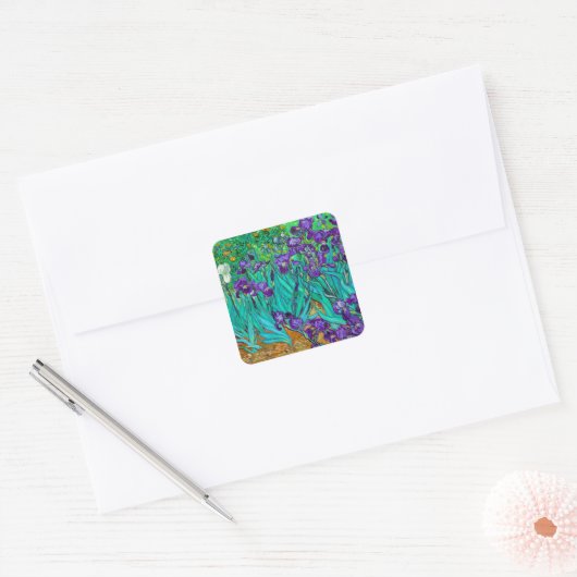 Irises, Vincent van Gogh Vierkante Sticker (Envelop)