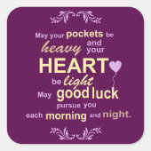 Irish Abundance Happiness and Good Luck Blessing Vierkante Sticker (Voorkant)
