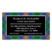 Irish Accent Clan MacAuliffe McAuliffe Tartan Magnetisch Visitekaartje (Voorkant)