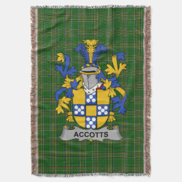 Irish Accotts Coat of Arms Family Crest Ireland Deken