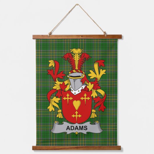 Irish Adams Coat of Arms Family Crest Hangend Wandkleed (Voorkant)