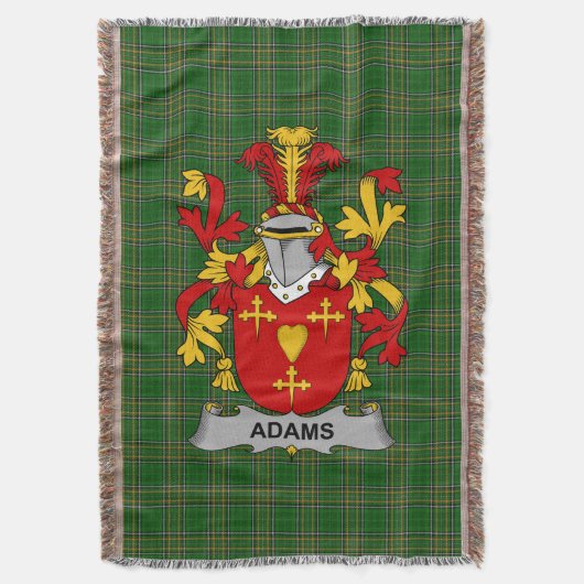 Irish Adams Coat of Arms Family Crest Ierland Deken (Voorkant Verticaal)