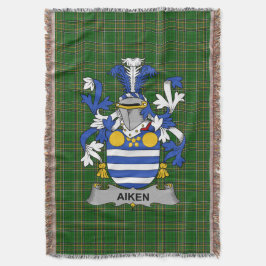 Irish Aiken Coat of Arms Family Crest Ireland Deken