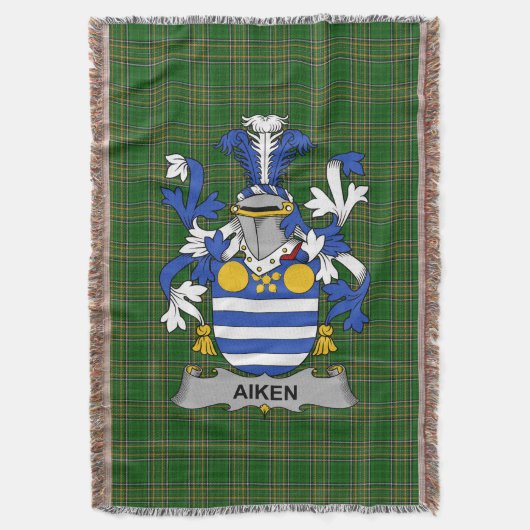Irish Aiken Coat of Arms Family Crest Ireland Deken (Voorkant Verticaal)