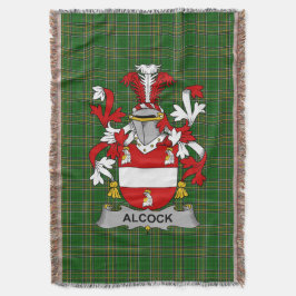 Irish Alcock Coat of Arms Family Crest Ireland Deken