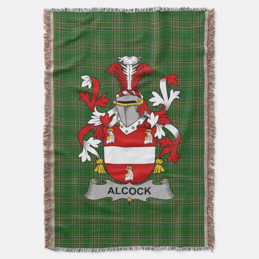 Irish Alcock Coat of Arms Family Crest Ireland Deken (Voorkant Verticaal)