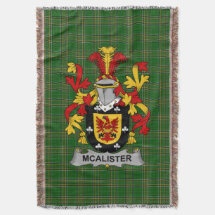 Irish Alister of McAlister Coat of Arms Family Car Deken