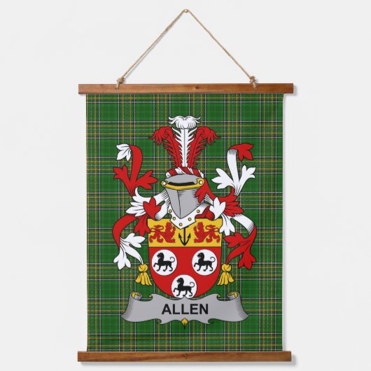Irish Allen Coat of Arms Family Crest Hangend Wandkleed (Voorkant)