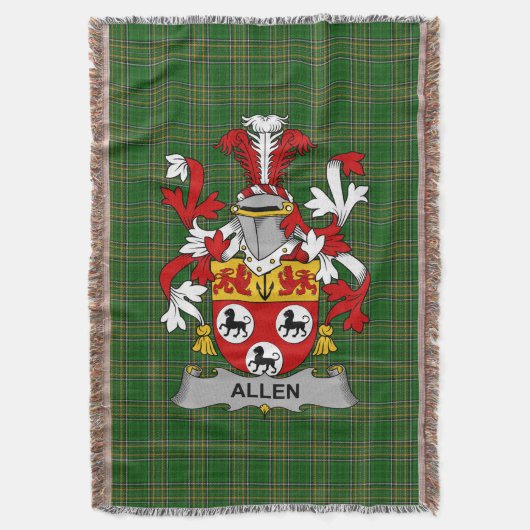 Irish Allen Coat of Arms Family Crest Ireland Deken (Voorkant Verticaal)