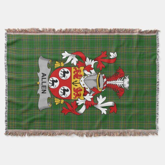 Irish Allen Coat of Arms Family Crest Ireland Deken (Voorkant)