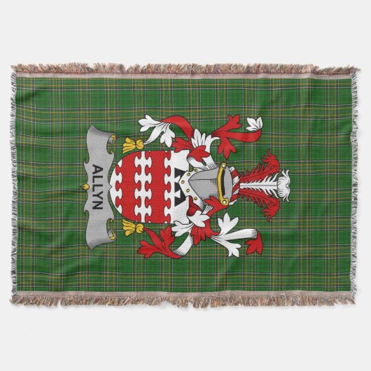 Irish Allyn Coat of Arms Family Crest Ireland Deken (Voorkant)