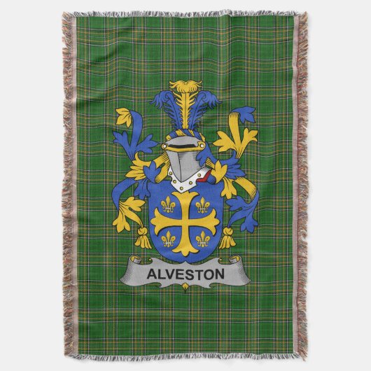 Irish Alveston Coat of Arms Family Crest Ireland Deken (Voorkant Verticaal)