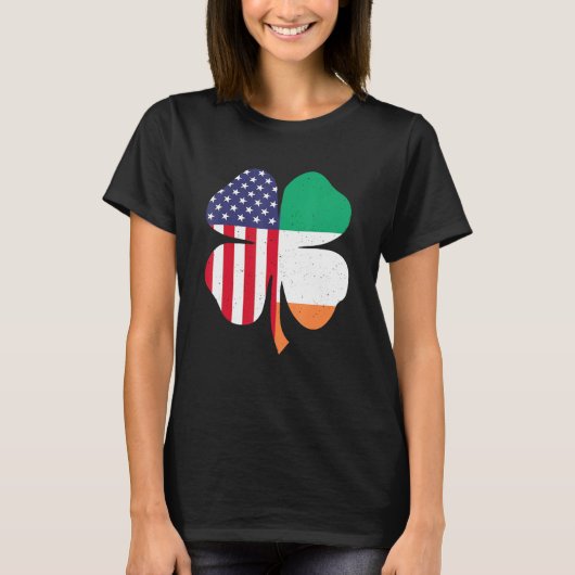 Irish American Clover Flag St. Patrick's Day T-shirt (Voorkant)