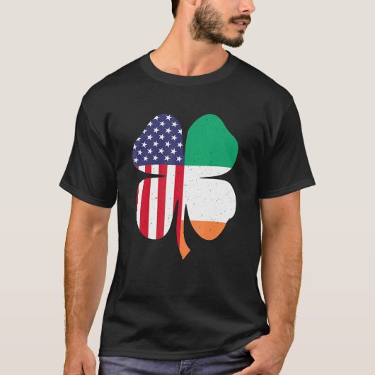 Irish American Clover Flag St. Patrick's Day T-shirt (Voorkant)