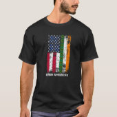 Irish American Flag 4 Leaf Clover St. Patrick's Da T-shirt (Voorkant)