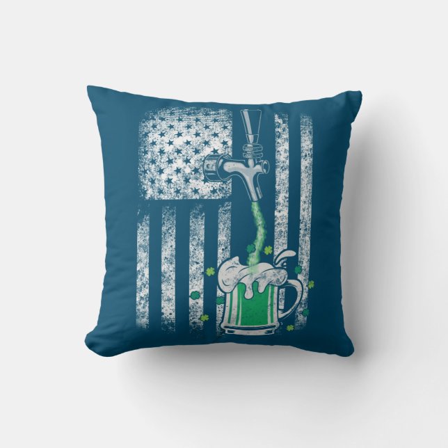 Irish American Flag Beer Shamrock St Patrick's Kussen (Voorkant)