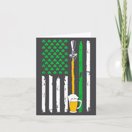 Irish American Flag Beer Shirt St Patricks Day Men Kaart (Voorkant)