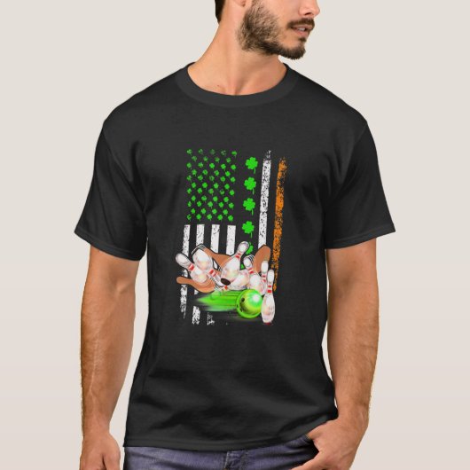 Irish American Flag Bowling Ball St. Patrick's Day T-shirt (Voorkant)
