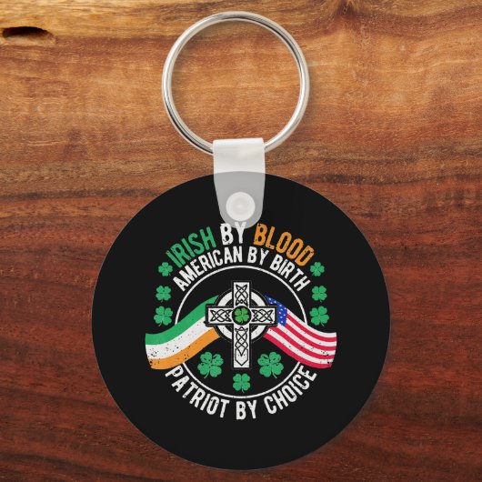 Irish American Flag Celtic Cross St Patrick's Day Sleutelhanger (Voorkant)