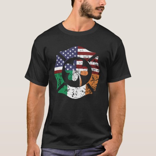 Irish American Flag Firefighter St Patricks Day Sh T-shirt (Voorkant)