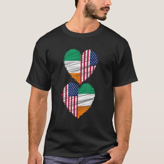 Irish American Flag Heart Dual Citizen Pride_3 T-shirt (Voorkant)