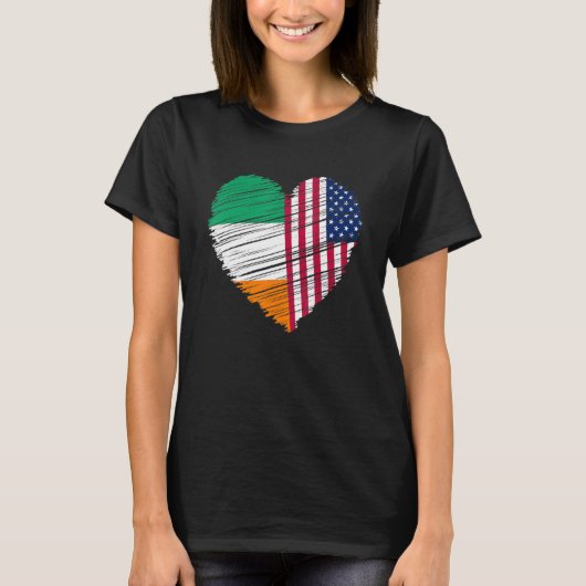 Irish American Flag Heart Dual Citizen Pride T-shirt (Voorkant)