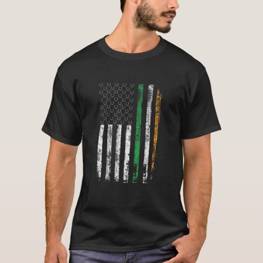 Irish American Flag Ireland Hoefijzer St Patricks T-shirt (Voorkant)