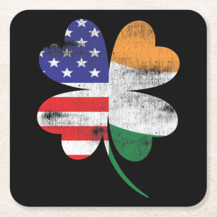 IRISH AMERICAN FLAG Ireland Shamrock Kartonnen Onderzetters