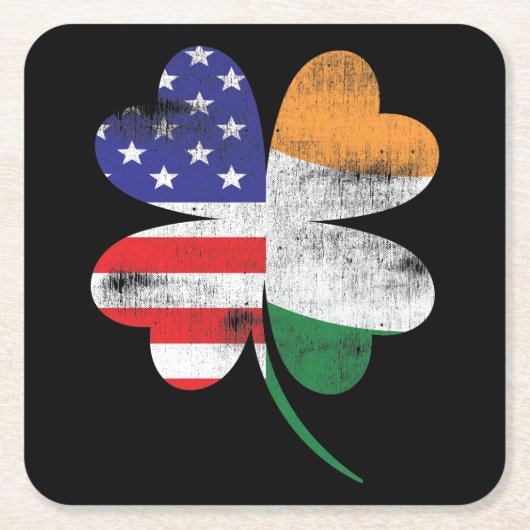 IRISH AMERICAN FLAG Ireland Shamrock Kartonnen Onderzetters (Voorkant)
