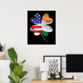 IRISH AMERICAN FLAG Ireland Shamrock Poster (Thuiskantoor)