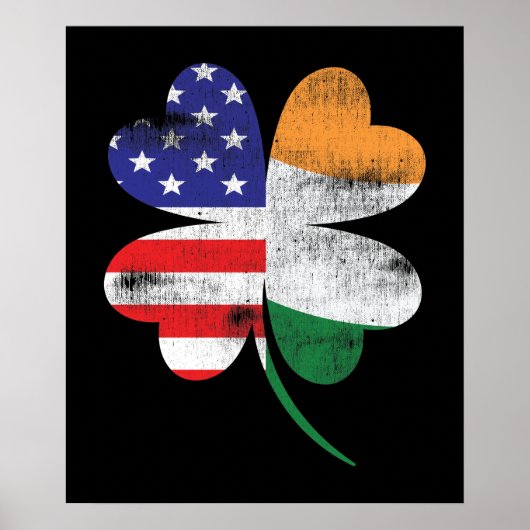 IRISH AMERICAN FLAG Ireland Shamrock Poster (Voorkant)