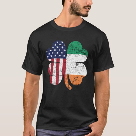 Irish American Flag Ireland Shamrock St Patrick s  T-shirt (Voorkant)