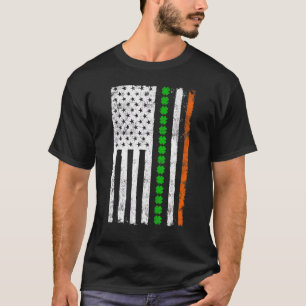 Irish American Flag Ireland Shamrock St Patricks D T-shirt