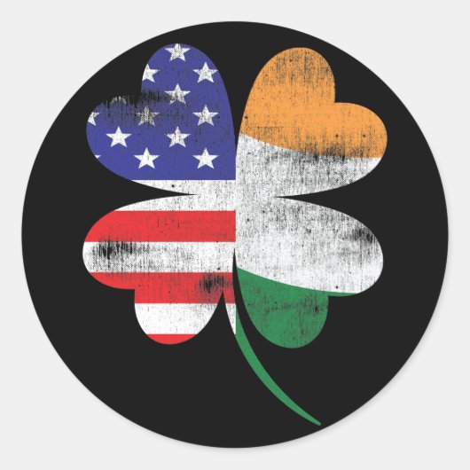 IRISH AMERICAN FLAG Ireland Shamrock St Patricks Ronde Sticker (Voorkant)