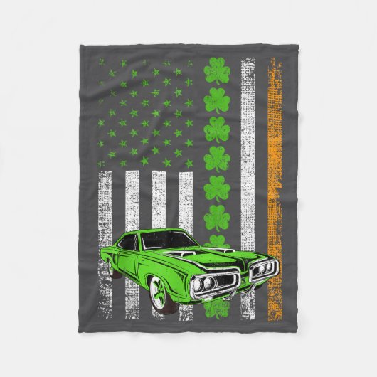 Irish American Flag Lucky Car Racing St. Patrick's Fleece Deken (Voorkant)